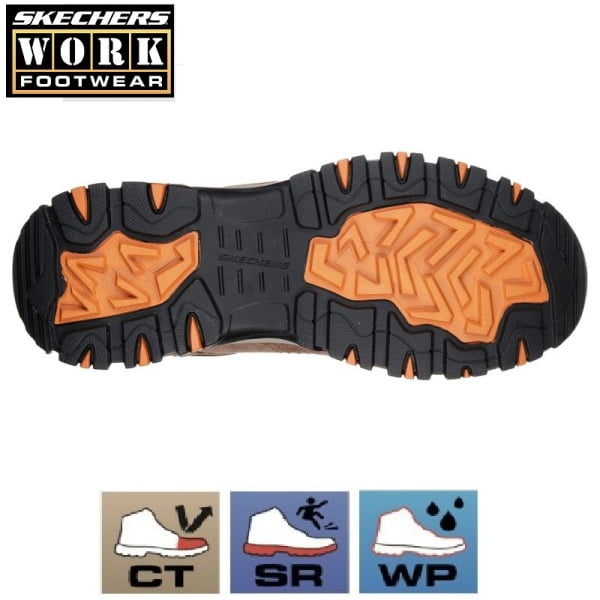 Pantofi de protectie impermeabili, pentru barbati, SB, WR, SRA, SKECHERS Greetah Comp Toe, cu bombeu  compozit, din piele intoarsa si material textil hidrofug, cu cusaturi sigilate, usori si comfortabili