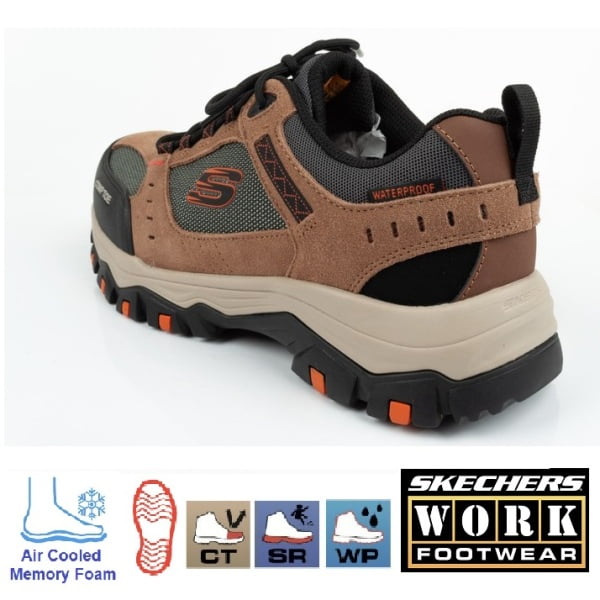 Pantofi de protectie impermeabili, pentru barbati, SB, WR, SRA, SKECHERS Greetah Comp Toe, cu bombeu  compozit, din piele intoarsa si material textil hidrofug, cu cusaturi sigilate, usori si comfortabili