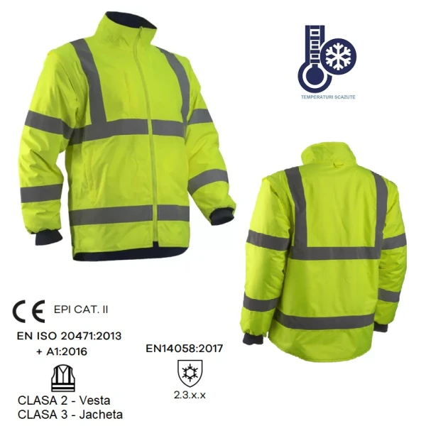CG5KAJ160_Jacheta 2 in 1 impermeabila, Hi-Viz, impotriva temperaturilor scazute, ploii si vantului, Kazan 2in1, jacheta si vesta, galben fluorescent, captusita, maneci detasabile_princ Jacheta 2 in 1 impermeabila, Hi-Viz, impotriva temperaturilor scazute, ploii si vantului, Kazan 2in1, jacheta si vesta, galben fluorescent, captusita, maneci detasabile