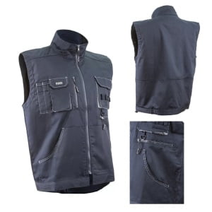 Vesta de lucru functionala, Navy / Paddock II, albastru inchis-gri cu buzunare multiple, 60% bumbac, 40% poliester – 245/m², material rezistent la uzura, Coverguard