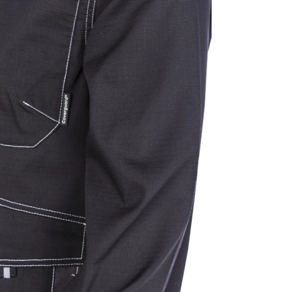 Haina de lucru functionala, Orosi, neagra, cu buzunare multiple, 65% poliester, 35% bumbac – 240/m², material rezistent la uzura, Ripstop, design modern