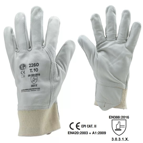 Manusi de protectie, EUROSTRONG 2260, din piele integrala de bovina, moale, fina, rezistente, confortabile, pentru uz universal, manseta elastica Coverguard