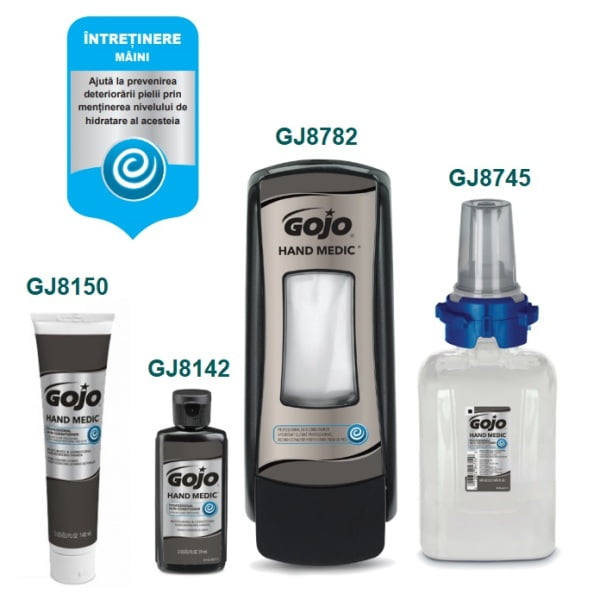 Dozator Gojo Hand Medic ADX-7, negru-crom, manual, pentru rezerva GJ8745 - crema hidratanta profesionala pentru ingrijirea mainilor Gojo Hand Medic ADX 685ml