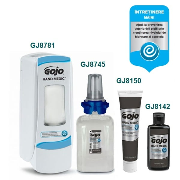 Dozator Gojo Hand Medic ADX-7, negru-crom, manual, pentru rezerva GJ8745 - crema hidratanta profesionala pentru ingrijirea mainilor Gojo Hand Medic ADX 685ml