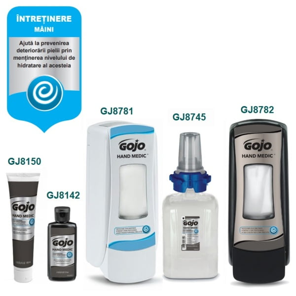 Dozator Gojo Hand Medic ADX-7, negru-crom, manual, pentru rezerva GJ8745 - crema hidratanta profesionala pentru ingrijirea mainilor Gojo Hand Medic ADX 685ml