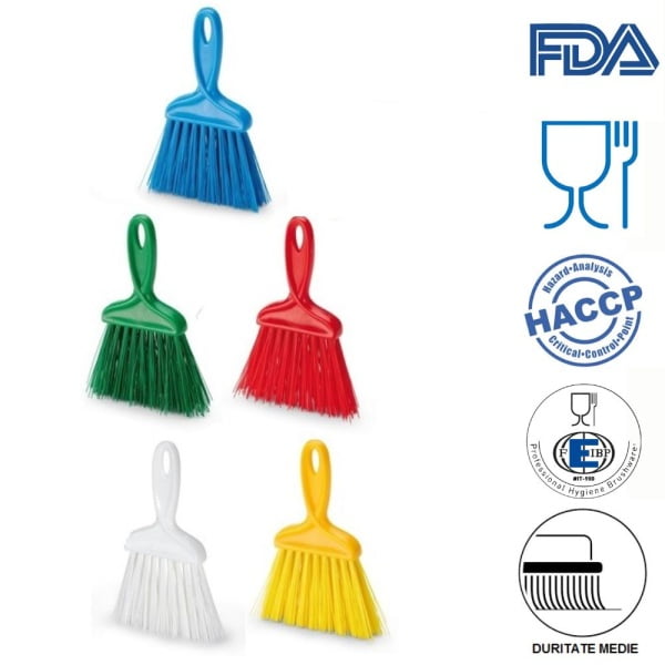 Matura de mana, cu maner scurt, peri lungi, duritate mare, alba, rezistenta la 121°C, margini, adancituri, colturi sau spatii mici, inguste, autoclavare, pentru industria alimentara, certificare HACCP, FDA Copy