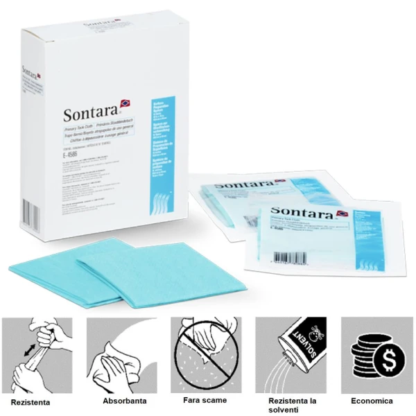 Lavete impaturite 1/4 Sontara SPS Primary Tack Cloth, impregnare medie, pentru curatarea suprafetelor de praf si impuritati inainte de vopsire, stergeri critice, fara scame, 30.5 x 45.7 cm, verde, 12 lavete/pach, 12 pach/bax, D13578924