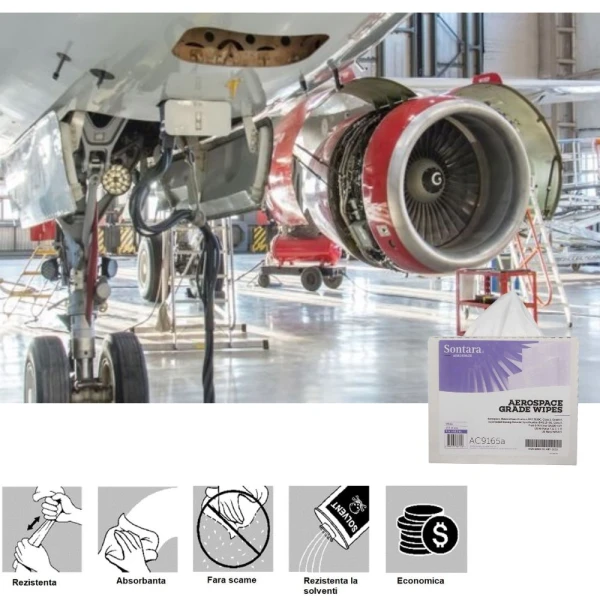 Lavete industriale Sontara AC Grade Wipes AC9165, Aerospace, alba, scamosare extrem de redusa, certificata AMS 3819D, Clasa 2, Grad A, Boeing BMS15-5G, Clasa A, POP-Up Box, 22.9 x 41.9 cm, 100 lavete / cutie, D3657415