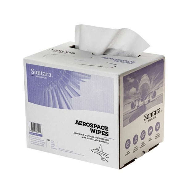 Lavete industriale Sontara AC, Aerospace, alba, cu scamosare extrem de redusa, pentru stergeri critice, certificata AMS 3819C Clasa 2 Grad A, POP-Up Box, 30,5 x 42cm, 250 lavete / cutie, D20000222