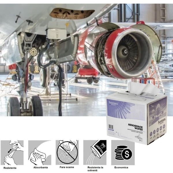 Lavete industriale Sontara AC, Aerospace, alba, cu scamosare extrem de redusa, pentru stergeri critice, certificata AMS 3819C Clasa 2 Grad A, POP-Up Box, 30,5 x 42cm, 250 lavete / cutie, D20000222