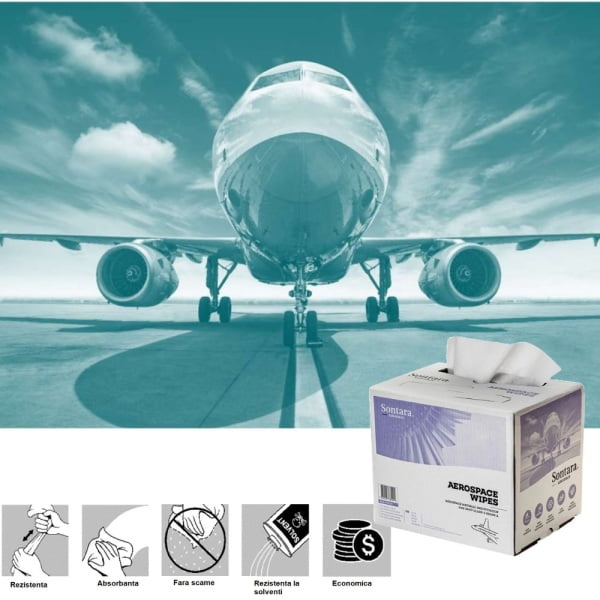 Lavete industriale Sontara AC, Aerospace, alba, cu scamosare extrem de redusa, pentru stergeri critice, certificata AMS 3819C Clasa 2 Grad A, POP-Up Box, 30,5 x 42cm, 250 lavete / cutie, D20000222