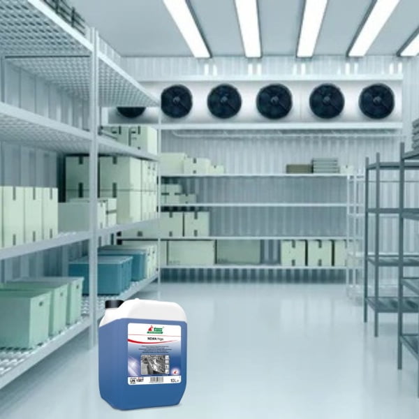 Detergent pentru curatarea camerelor frigorifice sau reci, NOWA FRIGO, 10L, aplicabil pana la -31 °C, fara a fi nevoie de decongelare, oprirea utilajelor sau golirea camerei