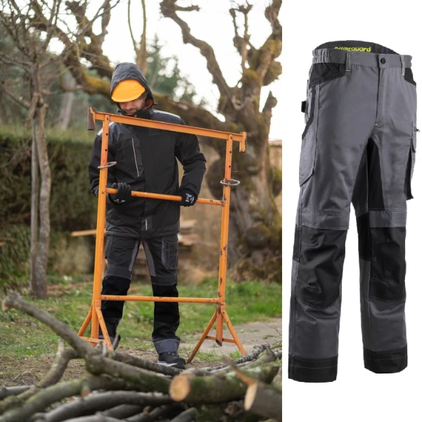 CG5BRP050_Pantaloni de lucru talie, BARU, gri, material rezistent Twill, zone de tensiune elastice, spate inaltat, intarituri Oxford 600D, buzunare multiple_princ1 Pantaloni de lucru, talie, BARU, gri, material rezistent Twill, zone de tensiune elastice, spate inaltat, genunchi preformati, tiv suplimetar 5cm, intarituri Oxford 600D, buzunare multiple