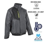 CG5GOM450-Jacheta de iarna impermeabila, captusita, Goma, gri, Ripstop, pentru conditii cu temperaturi scazute, ploaie sau vant, cusaturi sudate-fata