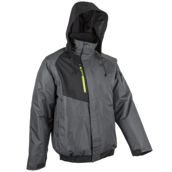 Jacheta de iarna impermeabila, captusita, Goma, gri, Ripstop, pentru conditii cu temperaturi scazute, ploaie sau vant, cusaturi sudate, Coverguard