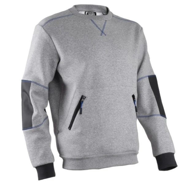 CG5HAT550_Hanorac HATO, gri deschis, moale, comfortabil si rezistent, cu intaritura Oxford pe coate, buzunare cu fermoar, Coverguard_fata Hanorac HATO, gri deschis, moale, comfortabil si rezistent, cu intaritura Oxford pe coate, buzunare cu fermoar, Coverguard