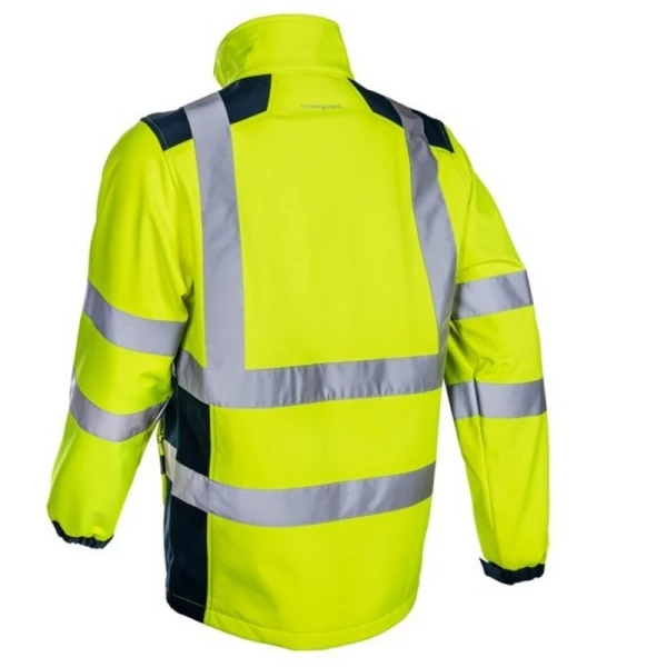 Jacheta impermeabila HI-Viz, de ploaie si vant, Kanpa, galben HV-albastru, Softshell in 3 straturi, benzi reflectorizante, impermeabilitate 8000 mm, respirabilitate 3000 g/m²/24h