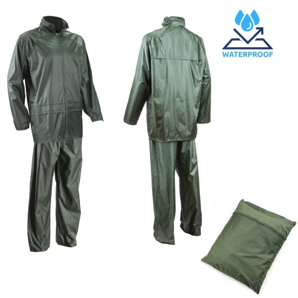 Costum impermeabil pentru ploaie si vant, Pluvio, verde, compus din jacheta si pantaloni talie, orificii de ventilatie, Coverguard