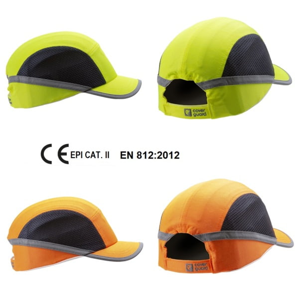 Sapca anti-soc, galben HI-Viz, tip baseball, protectie impotriva impactului lateral, din ABS, perna din spuma EVA, ventilatie laterala, cozoroc mediu - 5cm, elemente reflectorizante