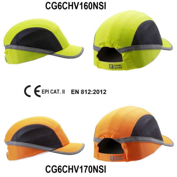 Sapca anti-soc, galben HI-Viz, tip baseball, protectie impotriva impactului lateral, din ABS, perna din spuma EVA, ventilatie laterala, cozoroc mediu - 5cm, elemente reflectorizante