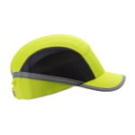 CG6CHV160NSI_Sapca anti-soc, galben HI-Viz, tip baseball, din ABS, perna din spuma EVA, ventilatie laterala, cozoroc mediu – 5cm, elemente reflectorizante_lateral
