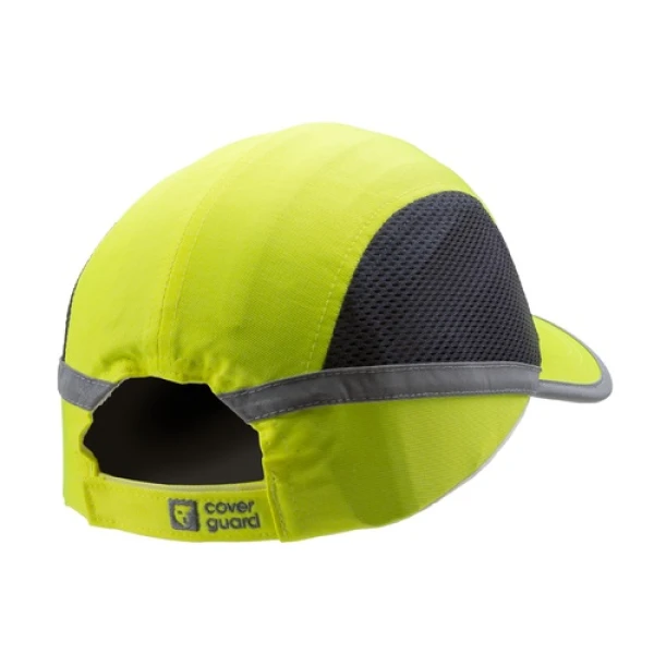 Sapca anti-soc, galben HI-Viz, tip baseball, protectie impotriva impactului lateral, din ABS, perna din spuma EVA, ventilatie laterala, cozoroc mediu - 5cm, elemente reflectorizante