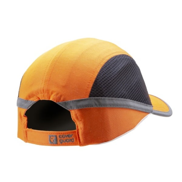 Sapca anti-soc, portocaliu HI-Viz, tip baseball, protectie impotriva impactului lateral, din ABS, perna din spuma EVA, ventilatie laterala, cozoroc mediu - 5cm, elemente reflectorizante