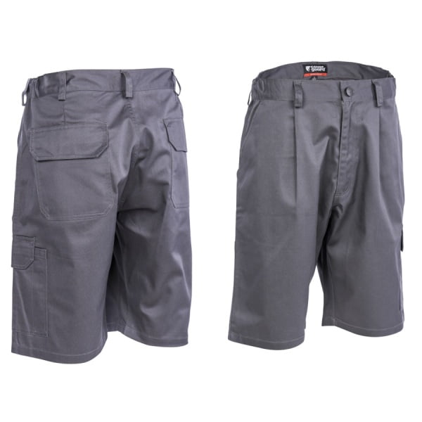 Pantaloni de lucru scurti, tip bermude, INDUSTRY, gri, tercot, 65%poliester, 35% bumbac, 245 g/m², confortabili, material rezistent la uzura, cusaturi intarite, Coverguard