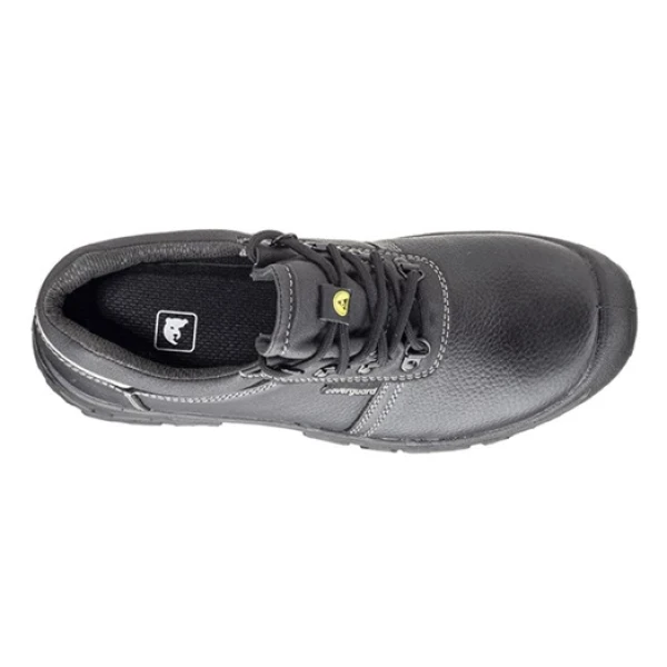 Pantofi de protectie S3, SRC, ESD, AZURITE II, din piele integrala neagra, impermeabila, bombeu metalic, talpa rezistenta la alunecare din PU, banda reflectorizanta, Coverguard