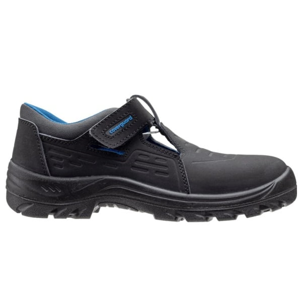 Sandale de protectie S1, SRC, BONO, din piele de nubuc neagra, inchidere cu scai, bombeu metalic, talpa anti-alunecare din PU, Coverguard