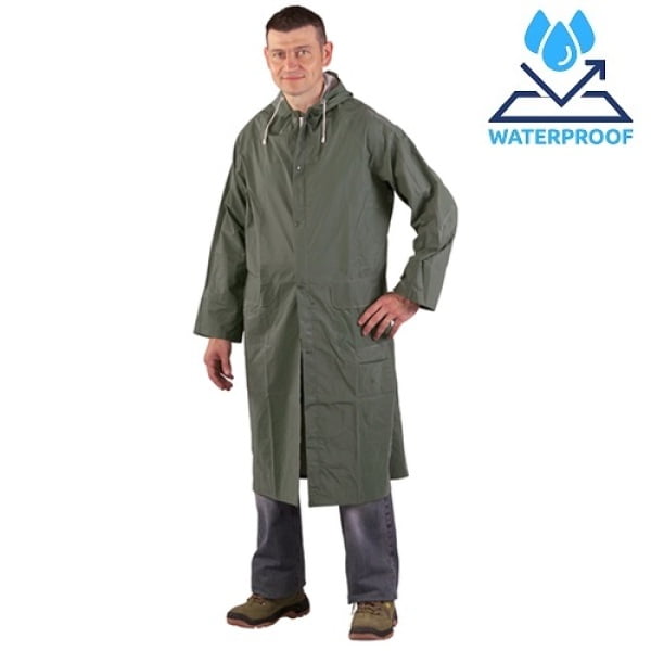 Pelerina de ploaie, PVC verde, impermeabila, protectie impotriva ploii si vantului, imersie dubla in PVC, gluga fixa, Coverguard