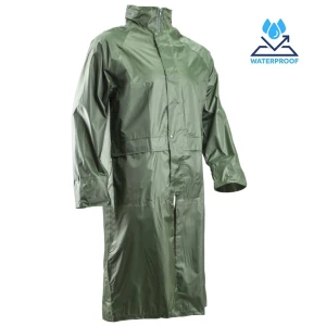 Pelerina de ploaie, PVC verde, impermeabila, protectie impotriva ploii si vantului, imersie moale din PVC, gluga fixa, 120cm, fermoar scurt, Coverguard