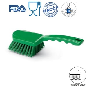 IGX1007GM_Perie de mana cu maner scurt, Igeax 1007, duritate medie, verde, rezistenta la 121°C, autoclavare pentru industria alimentara, certificare HACCP, FDA