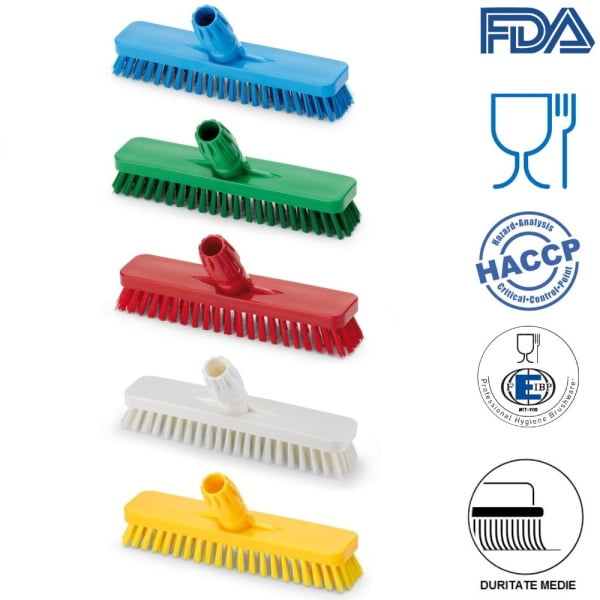 Perie pentru pardoseli si pereti, 30 cm, Igeax 1016, duritate medie, alba, rezistenta la 121°C, autoclavare  pentru industria alimentara, certificare HACCP, FDA