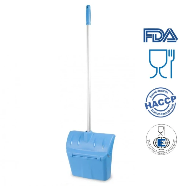 Faras rabatabil cu maner lung 80 cm, tip lobby pan, IGEAX 1082, rosu, cu capac, rezistent la 121 °C autoclavare, pentru industria alimentara, certificata HACCP, FDA