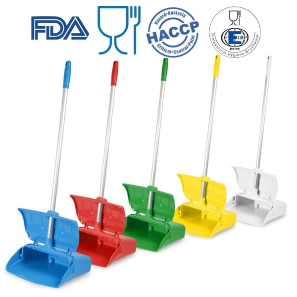 Faras rabatabil cu maner lung 80 cm, tip lobby pan, IGEAX 1082, verde, cu capac, rezistent la 121 °C autoclavare, pentru industria alimentara, certificata HACCP, FDA