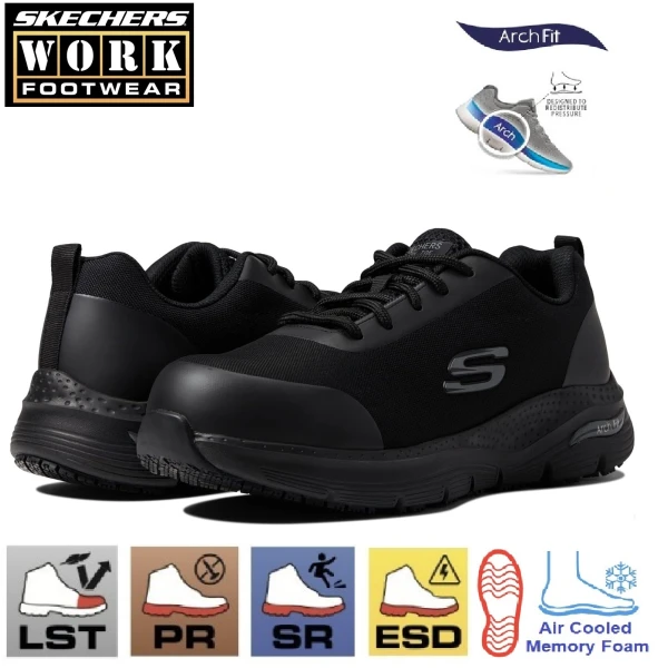 SK200086EC-BBK-Pantofi-protectie-S3-SRC-ESD-sport-Skechers-Ringstap-bombeu-usor-aliaj-anti-intepare-intaritura-TPU-varf-calcai-hidrofug-brant-Arch-Fit_princ Pantofi de protectie S3, SRC, ESD, model sport, Skechers Ringstap, cu bombeu usor din aliaj, protectie anti-intepare, intaritura TPU pe varf si calcai, hidrofug, brant Arch-Fit