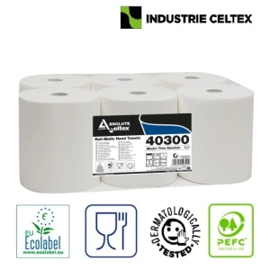 CE40300-Rola prosop hartie autocut Celtex Master Time 40300, alb, 285m, 2 str, certificat Ecolabel, dispensere CE92680, CE95420-1