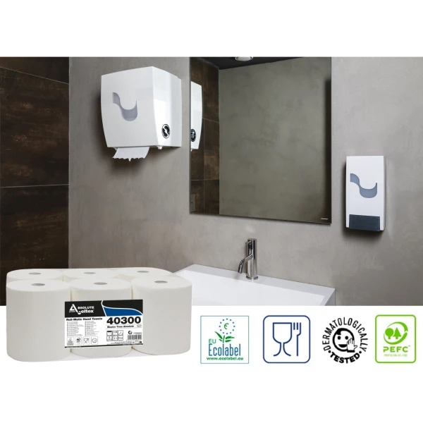 Rola prosop hartie autocut Celtex Master Time 40300, alb, 285m, 2 str, 6 role/bax, certificat Ecolabel, pentru dispensere CE92680, CE95420