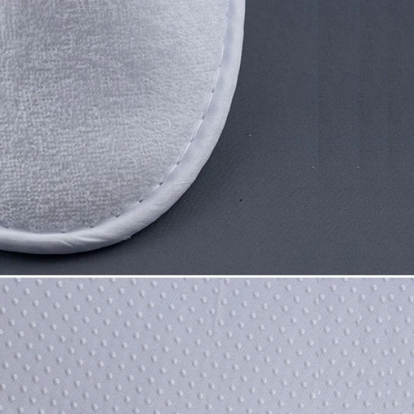 Papuci hotelieri de lux, din frotir gros, albi, inchisi la varf, usori, talpa speciala 5mm, marime unica 44