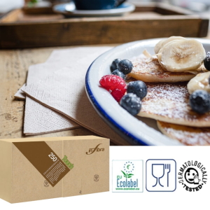 Servetele de masa, MADRE TERRA, bej, 2 straturi, 24 x 24 cm, pliat 1/4, 100% material reciclat, 250 buc/pachet, 12 pach/bax, Celtex I-0012