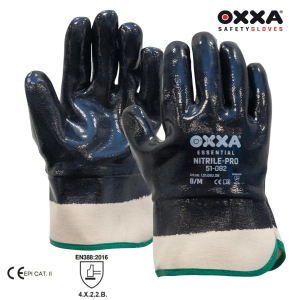 Manusi de protectie OXXA Nitrile-Pro 51-082, din jerseu, cu imersie completa in nitril, manseta dreapta, deschisa, pentru mediu umed, uleios