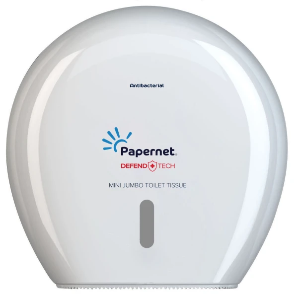 Dispenser Antibacterial DEFEND TECH, Papernet 416145, alb, pentru hartie igienica jumbo, dimensiuni 24.9 x 14.8 x 25.7 cm