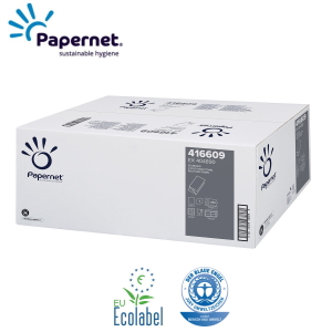 Prosoape de hartie pliate V, Papernet 416609, verzi, 23x24.5cm, 1 strat, hartie reciclata, certificate Ecolabel, Blue Angel, 250 servetele / pachet, 20 pachete / bax