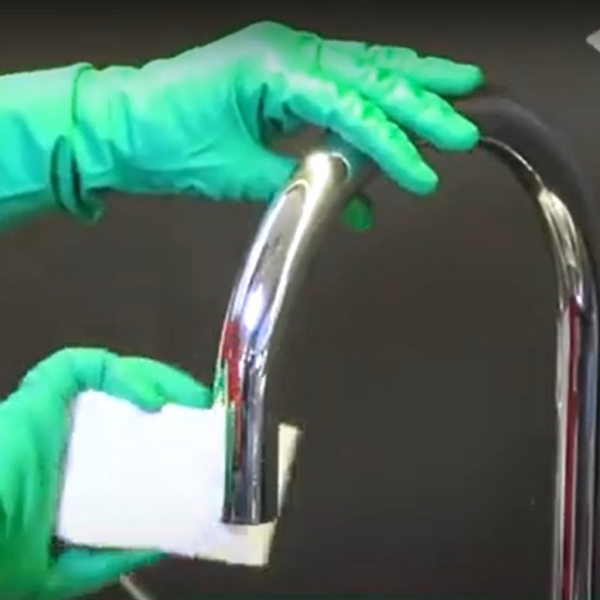 Burete Vileda Miraclean din melamina, indeparteaza rapid urme si murdaria dificila, cauciuc, marker, cafea, 10 x 6 cm, alb, 12buc/set