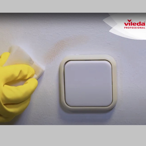 Burete Vileda Miraclean din melamina, indeparteaza rapid urme si murdaria dificila, cauciuc, marker, cafea, 10 x 6 cm, alb, 12buc/set