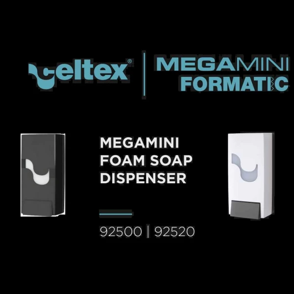 Dispenser sapun spuma, 900 ml, Celtex Megamini 92520, negru, ABS manual, compatibil cu consumabil CE88090