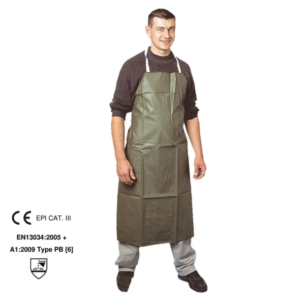 Sort din PVC, culoare verde, cu rezistenta impotriva substantelor chimice, Coverguard, dimensiune 110 x 75 cm, EN 13034 :2005 + A1 :2009 Tip PB 6