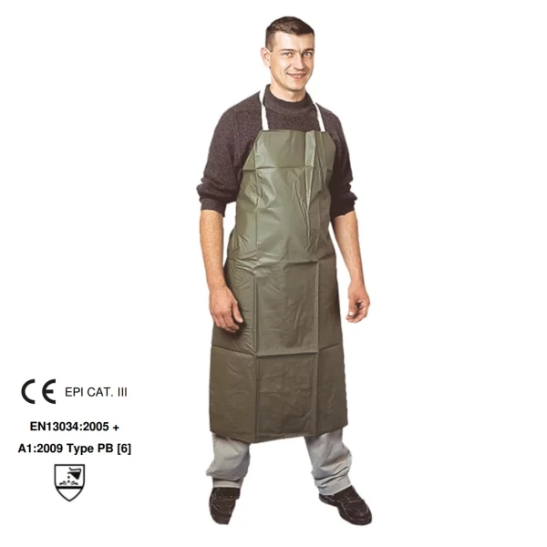 Sort din PVC, culoare verde, cu rezistenta impotriva substantelor chimice, Coverguard, dimensiune 120 x 90 cm, EN 13034 :2005 + A1 :2009 Type PB