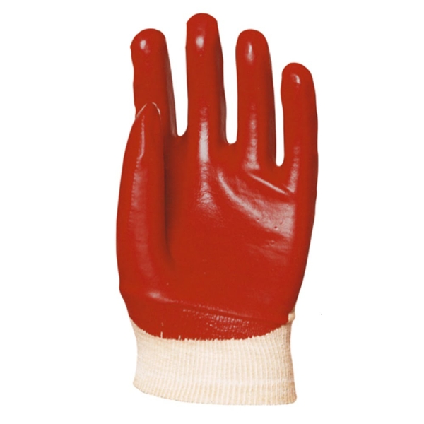 Manusi de protectie Eurostrong 3420, din bumbac imersat în PVC roșu 3/4, pentru mediu uleios, marimea 9